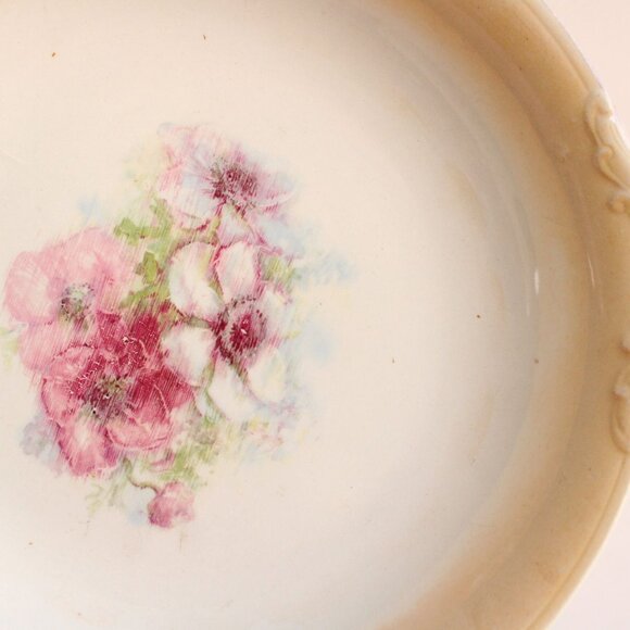 Vintage 1940s 1950s Serving Bowl, Porcelain Decorative Wild Flower Painted China - Picture 9 of 10